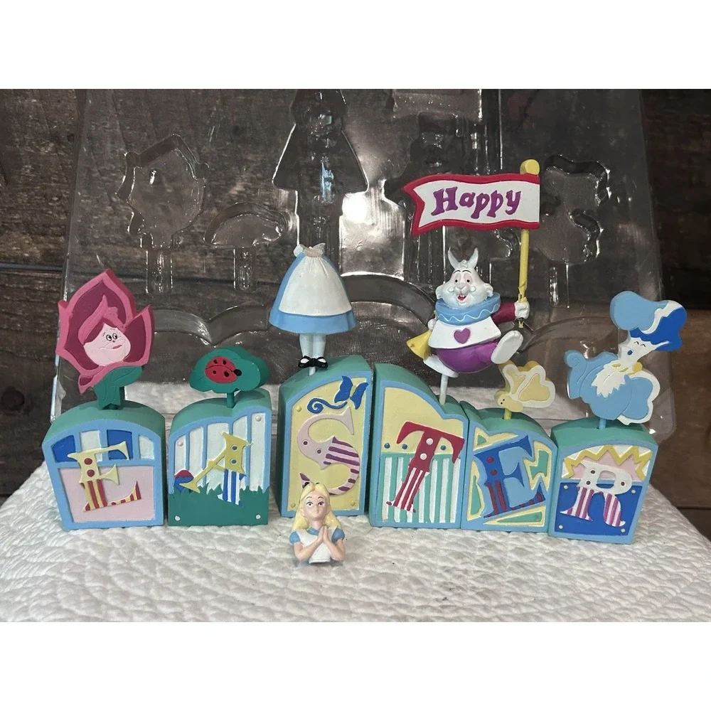 Disney Store Alice In Wonderland Set Of Holiday Blocks Happy Easter‎ Bunny READ